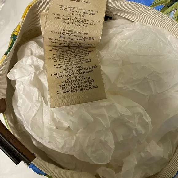 Gucci Blue Tropical Palm & Yellow Floral Baseball Cap - Picture 6 of 11